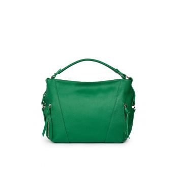Geanta dama din piele naturala Samira verde - 27x38cm