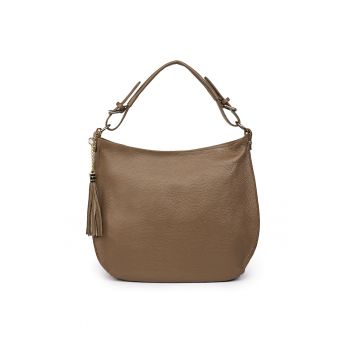 Geanta dama Edina din piele naturala - Bej - 29x36cm