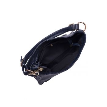 Geanta dama Edina din piele naturala - Bleumarin - 29x36cm