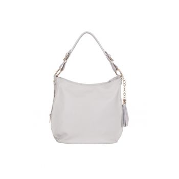 Geanta dama Edina din piele naturala - Gri - 29x36cm