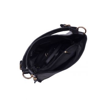Geanta dama Edina din piele naturala - Negru - 29x36cm