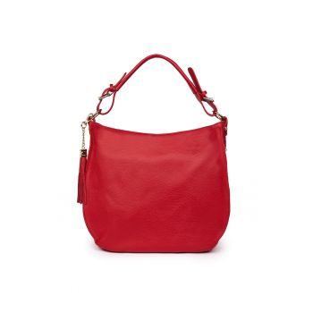 Geanta dama Edina din piele naturala - Rosu - 29x36cm