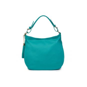 Geanta dama Edina din piele naturala - Turcoaz - 29x36cm