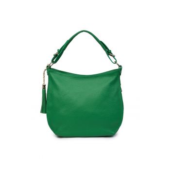 Geanta dama Edina din piele naturala - Verde - 29x36cm