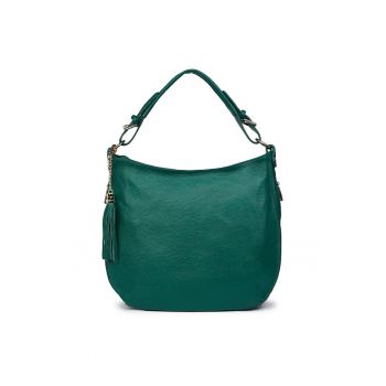 Geanta dama Edina din piele naturala - Verde aquamarin - 29x36cm