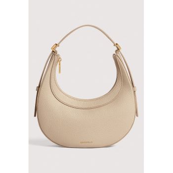 Geanta de piele cu forma de semiluna Whisper - Maro nisip