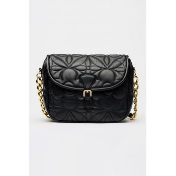 Geanta de piele ecologica cu aspect matlasat - Negru