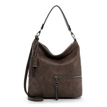 Geanta de piele ecologica cu bareta de umar si accesoriu canaf