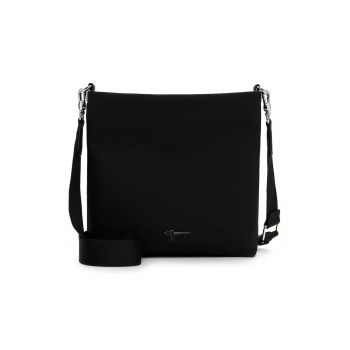 Geanta de piele ecologica cu bareta de umar si buzunar exterior cu fermoar