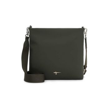 Geanta de piele ecologica cu bareta de umar si buzunar exterior cu fermoar