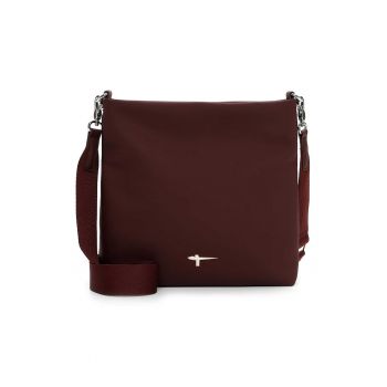 Geanta de piele ecologica cu bareta de umar si buzunar exterior cu fermoar