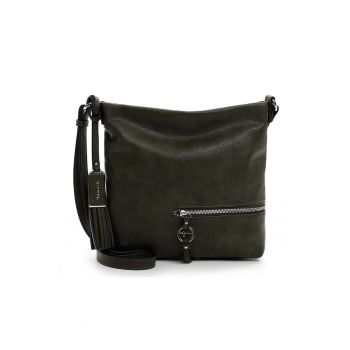 Geanta de piele ecologica cu bareta de umar si detaliu canaf