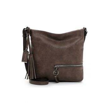 Geanta de piele ecologica cu bareta de umar si detaliu canaf