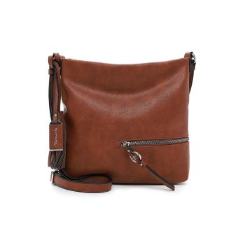 Geanta de piele ecologica cu bareta de umar si detaliu canaf