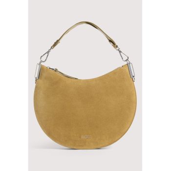 Geanta de piele intoarsa cu bareta detasabila de umar Sunup - Caramel