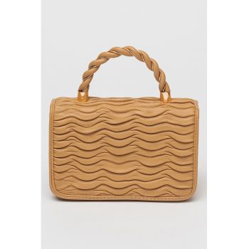 Geanta de umar cu aspect texturat - Maro camel