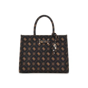 Geanta de umar cu model monograma - Negru/Maro camel