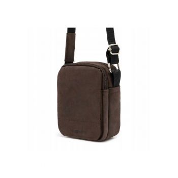 Geanta de umar pentru barbati - Brodrene - Piele naturala - Maro