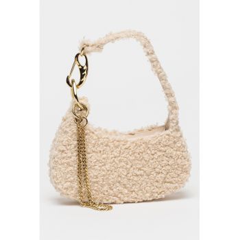 Geanta din blana sintetica cu maner Sylvie - Alb fildes