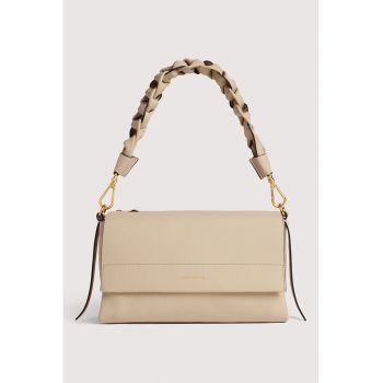 Geanta din piele cu bareta de umar Boheme - Maro deschis