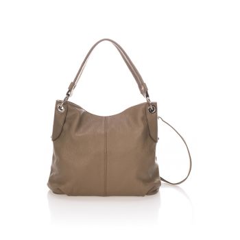 Geanta din piele cu bareta detasabila de umar - Maro inchis