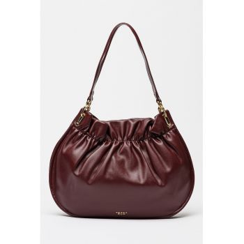 Geanta din piele ecologica cu bareta de umar si accesorii detasabile Carambola - Visiniu