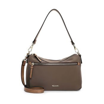 Geanta din piele ecologica cu bareta de umar si buzunar frontal cu fermoar