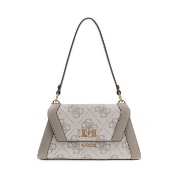 Geanta din piele ecologica cu bareta de umar si clapa Karnilla - Alb murdar