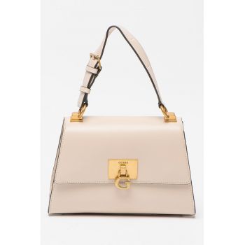 Geanta din piele ecologica cu bareta de umar si detaliu logo Stephi - Maro cafeniu