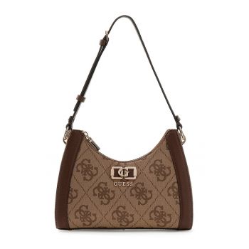 Geanta din piele ecologica cu bareta de umar si model monograma Karnilla - Maro camel