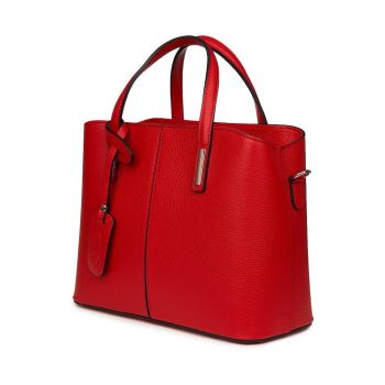Geantă femei din piele naturală Gianna - roșie - 26x33x14cm - două compartimente