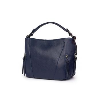 Geantă femei -  Samira - piele naturală - bleumarin - 27x38x10cm