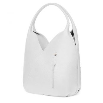 Geanta piele naturala Lorena alba