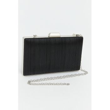 Geanta-plic cu bareta din lant - Negru