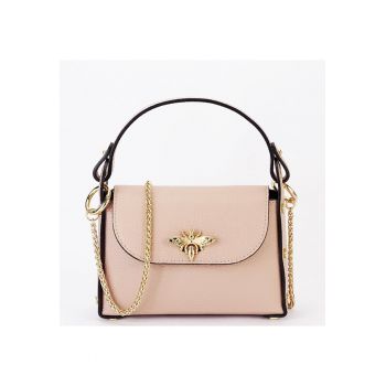 Geanta roz mica din piele naturala 1602 122 Roz - 13x20x6