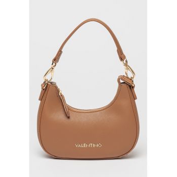 Geanta semiluna din piele ecologica cu bareta detasabila cu logo Zero - Maro