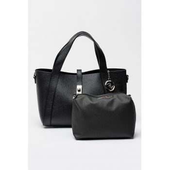 Geanta shopper din piele - Negru