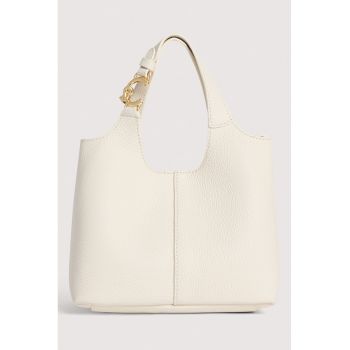 Geanta tote din piele Easy - Alb murdar