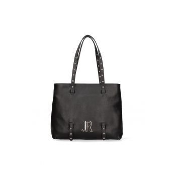 Geanta tote din piele Valoria Ultra - Negru/Argintiu