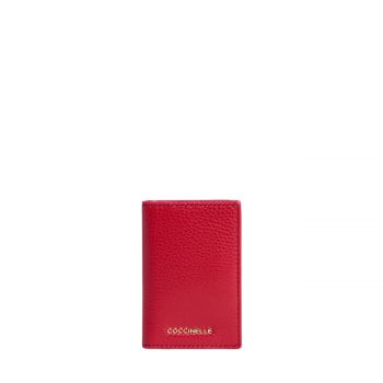 Metallic soft card holder scarlet