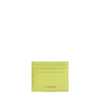 Metallic soft small holder grained leather green glow