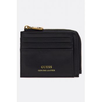 Portmoneu de piele cu imprimeu logo - Negru