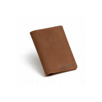 Portofel barbati - Brodrene - Piele naturala - 13 x 10 x 1 cm - Maro deschis