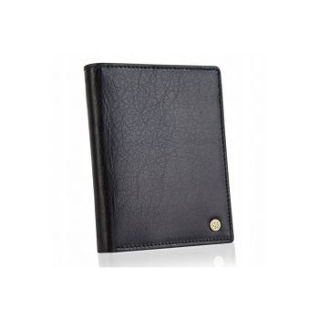 Portofel barbati -  Piele naturala - 12 -8 cm x 10 cm x 2 -8 cm - Negru
