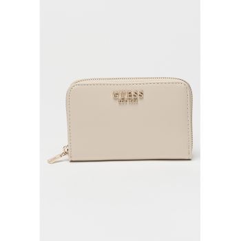 Portofel de piele ecologica cu aplicatie logo metalica - Alb murdar