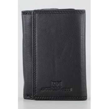 Portofel din piele cu fermoar - Negru