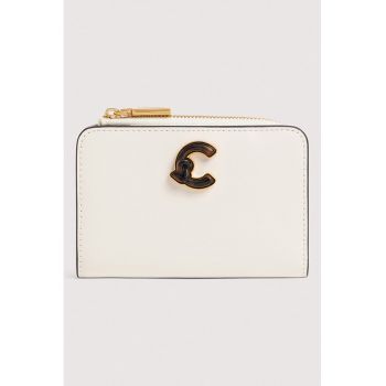 Portofel dreptunghiular de piele C-Me - Alb fildes