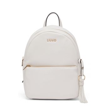 Rucsac cu buzunar frontal si accesoriu cu canaf - Alb murdar