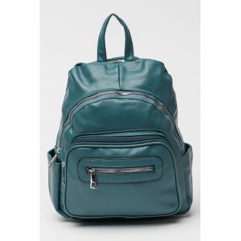 Rucsac cu buzunare cu fermoar - Albastru petrol