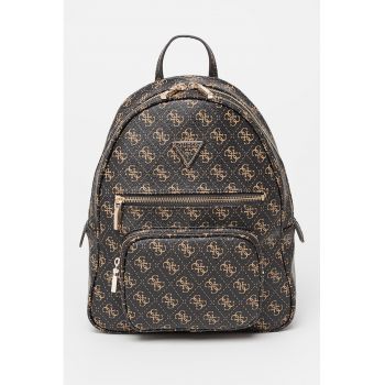 Rucsac cu fermoar si monograma Elements - Maro inchis/Maro deschis